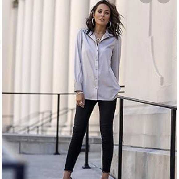 The Drop Lucywhims Shirt Black Blouse Collar Shirt Buttons Womens Large New 1E - Picture 3 of 6